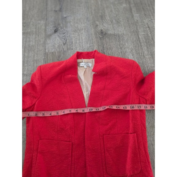Sandro Paris Blazer Red Textured Open Front Blazer Jacket Size 40 - Picture 5 of 8